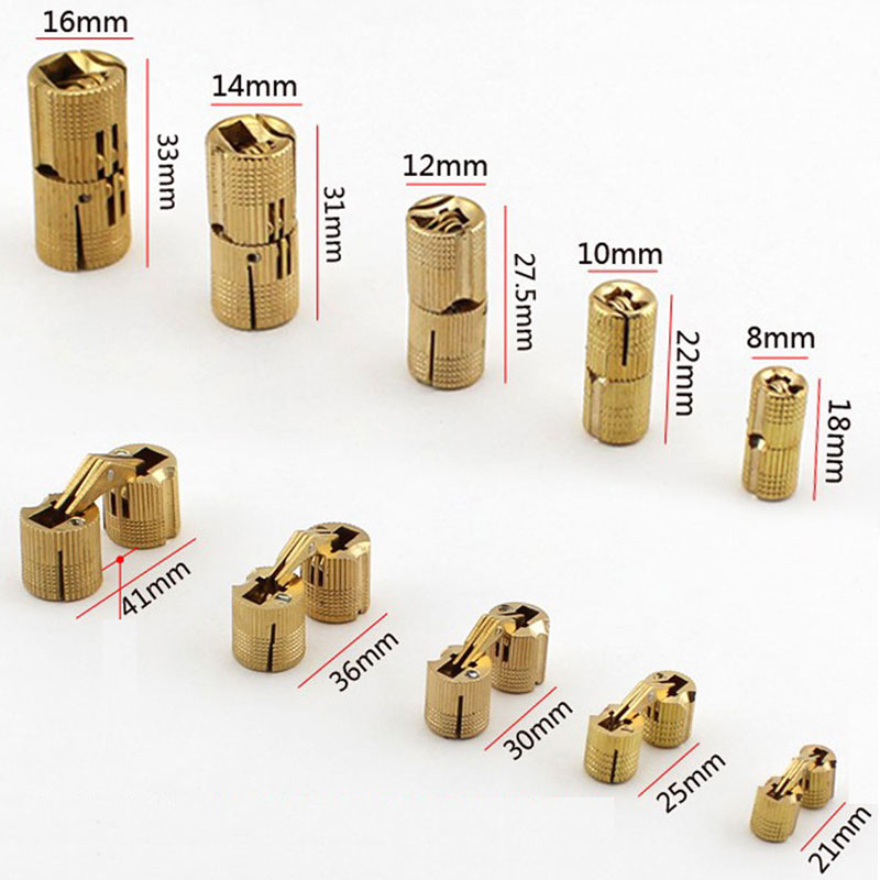 Furniture Hardware Brass - 2pcs Copper Barrel Hinges Cylindrical Hidden